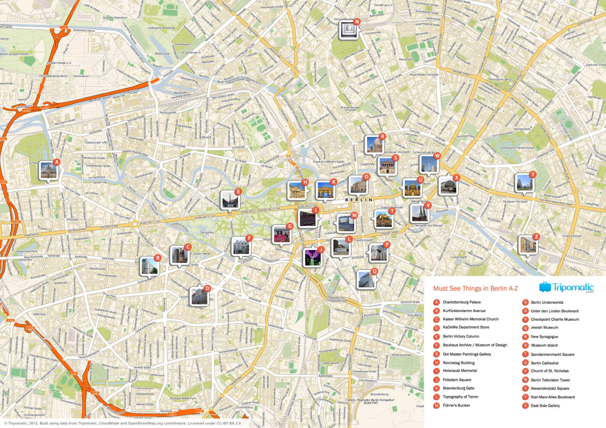 Karte Berlin Sehenswrdigkeiten